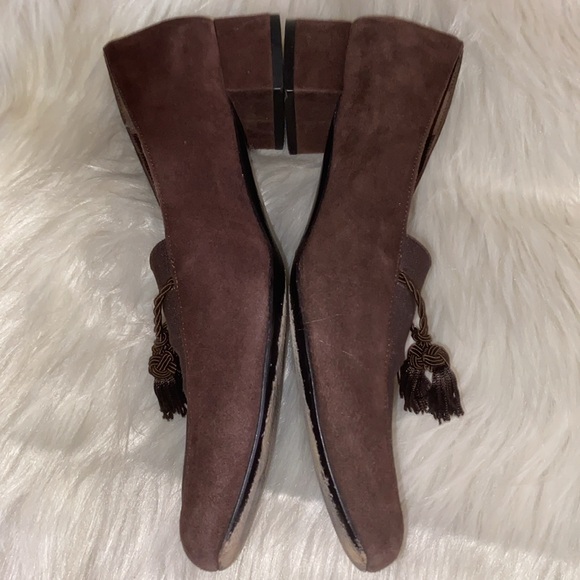 Salvatore Ferragamo Shoes Women’s Size 8.5 B Suede Tassel Loafer Heels Pumps - Picture 6 of 14